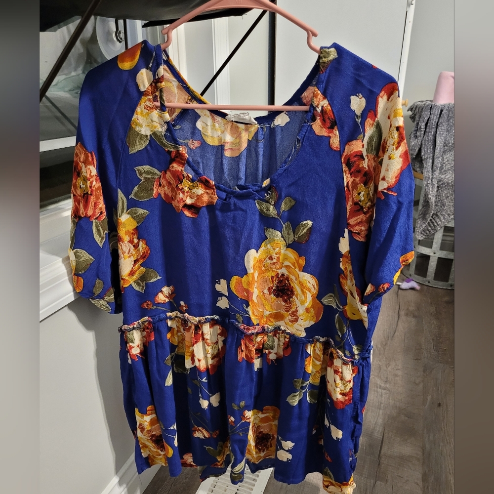 Oddi Blue Floral Blouse